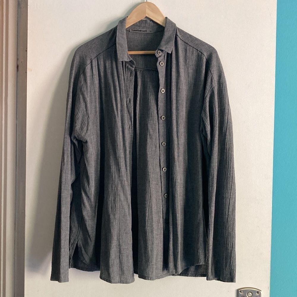 Transit Par Such 3 Womens Gray Size M Long Sleeve Button Front Wool Blend Shirt